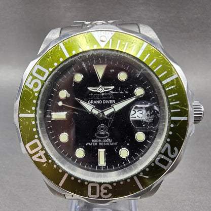 Invicta Grand Diver Automatic Watch Men 45mm Black Dial Steel Date 3047 Runs0