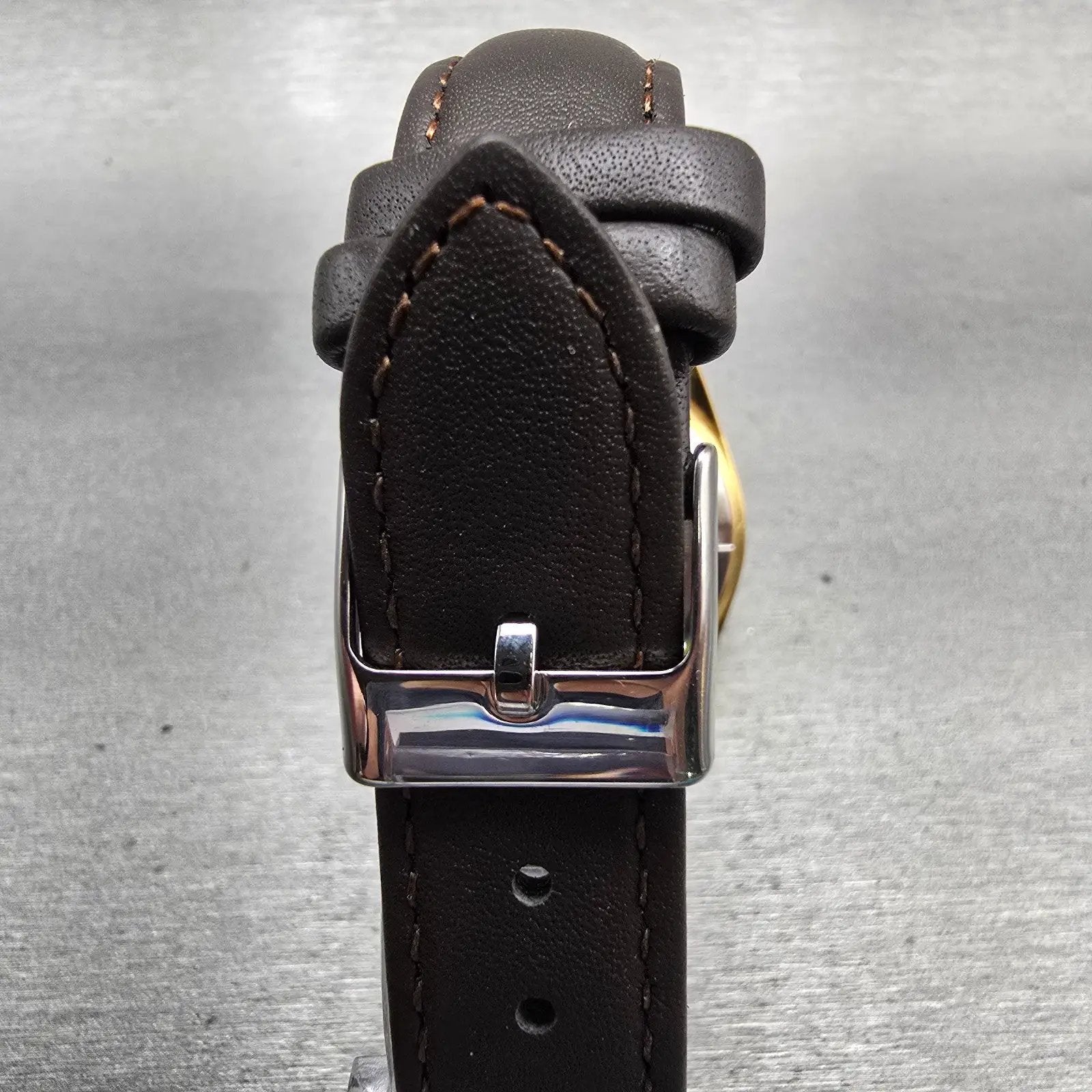 Bulova Marine Star Watch Men 34mm Gold Dial Gold Tone Daydate 92D25 New Battery7