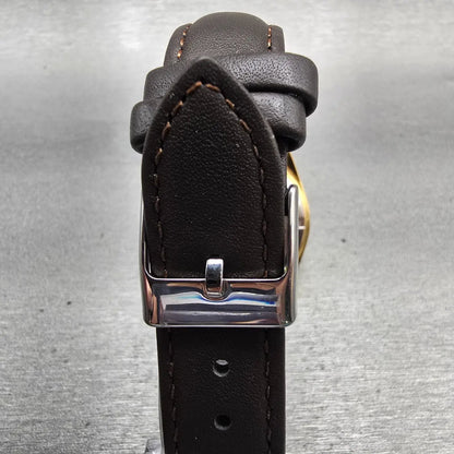 Bulova Marine Star Watch Men 34mm Gold Dial Gold Tone Daydate 92D25 New Battery7
