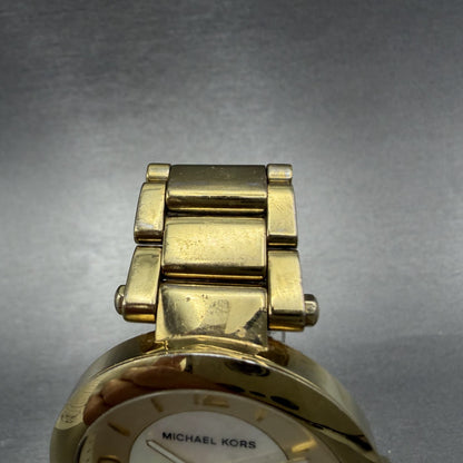 Michael Kors Watch Women 39mm MOP Dial Gold Tone Date Round MK-5071 New Batt4