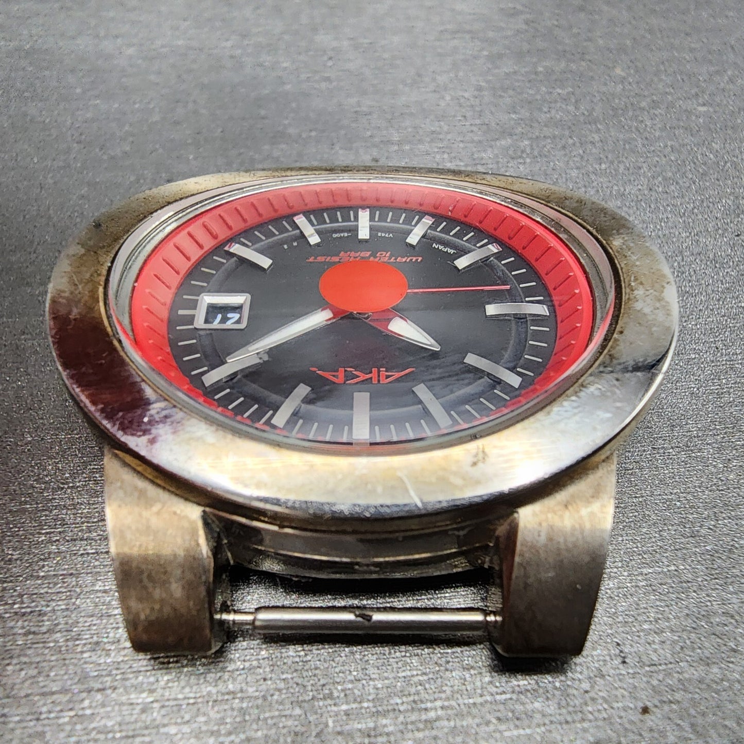 Seiko ALBA AKA Watch Men 42mm Black Dial Steel Date Oval V7425A00 New Battery4