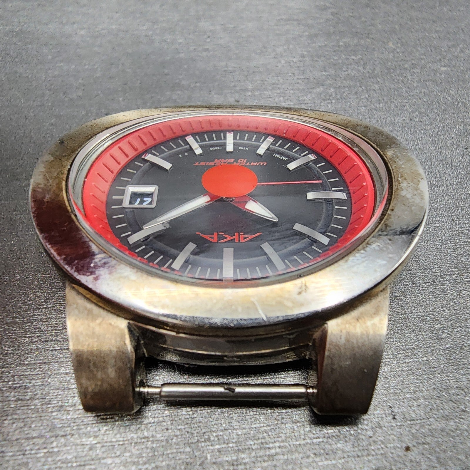 Seiko ALBA AKA Watch Men 42mm Black Dial Steel Date Oval V7425A00 New Battery4
