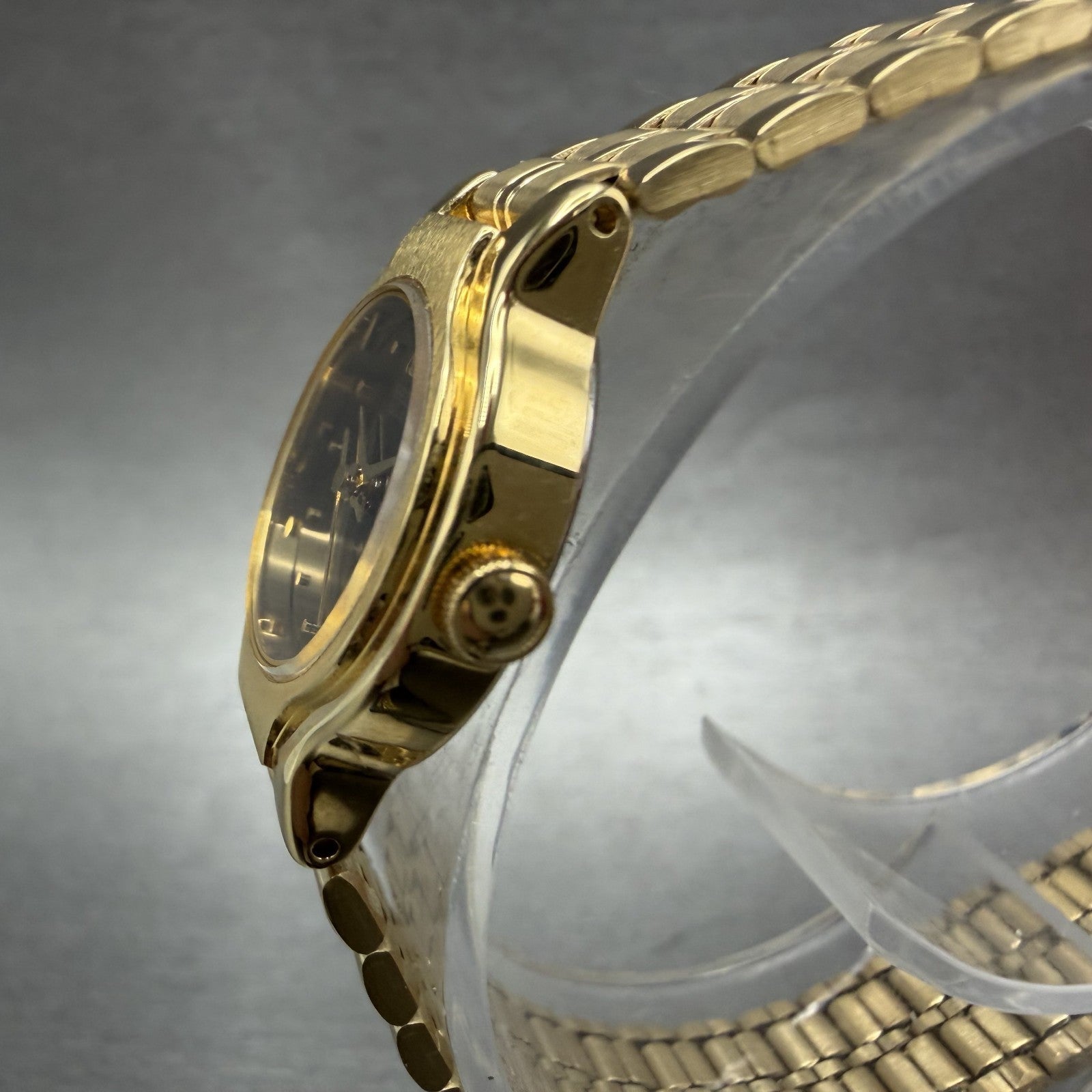 Seiko Watch Women  19mm Black Dial Gold Tone Round V4010099 New Batt NOS W/Box3