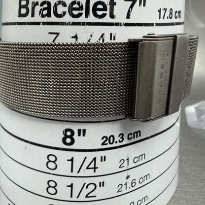 Skagen Watch Men 34mm Gray Dial Titanium Round Mesh Band 233LTTM New Battery10