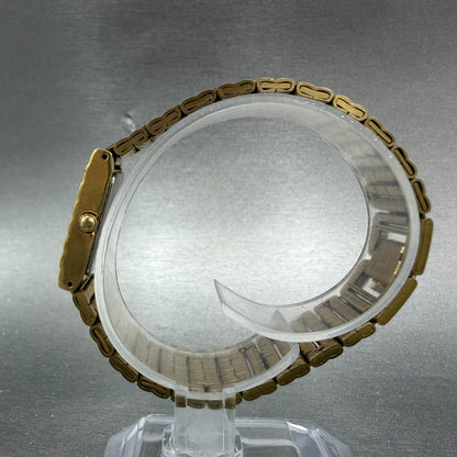 Seiko Tank Watch Women 16mm Black Dial Gold Tone Rectangle 1N00-6C09 New Battery6