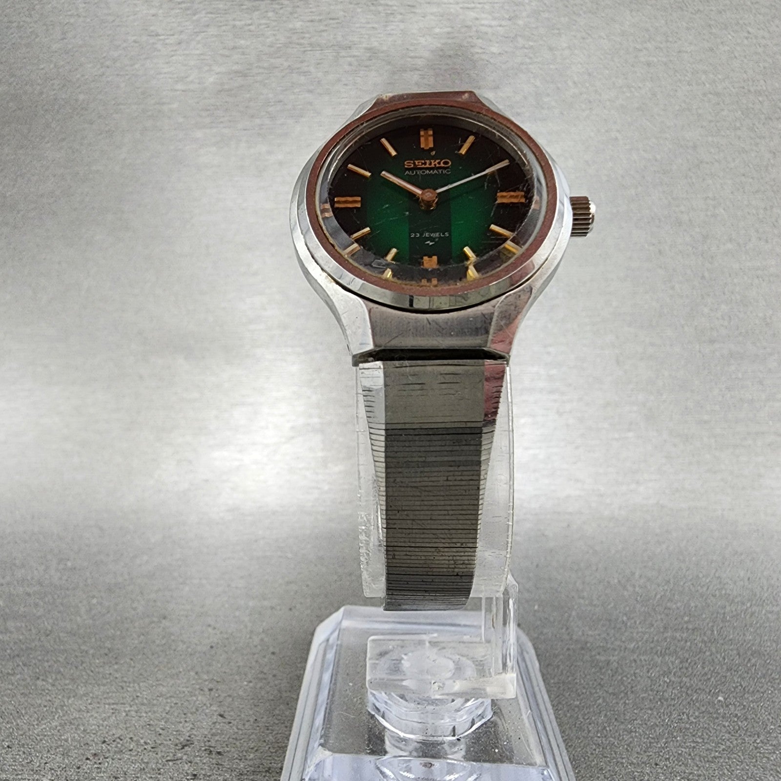 Seiko Automatic Watch Women 27mm Green Dial Silver Tone Round 24110060 Runs6