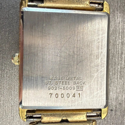 Seiko Watch Men 25mm Gold Dial Gold Tone Rectangle 9021-5009 New Battery Vintage10