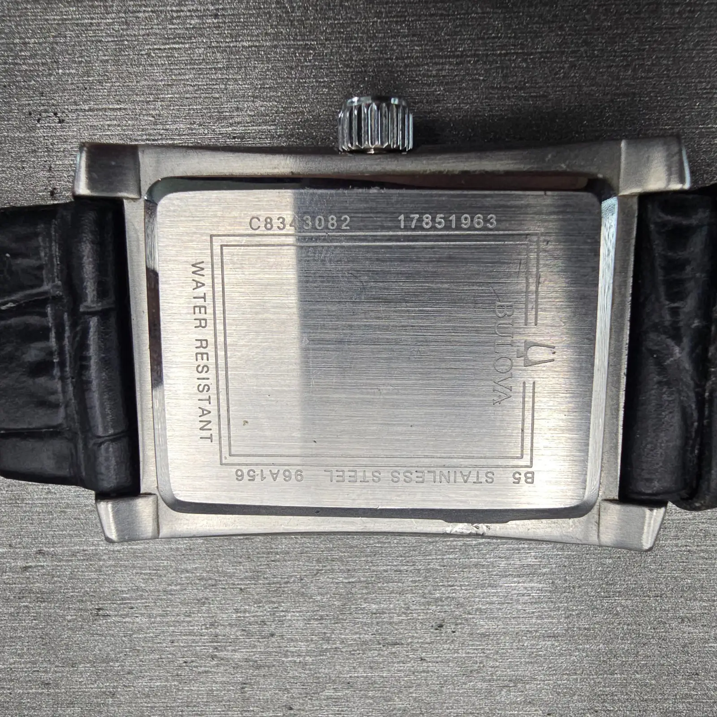 Bulova Watch Men 27mm Silver Dial Silver Tone Rectangle 96A156 New Battery10