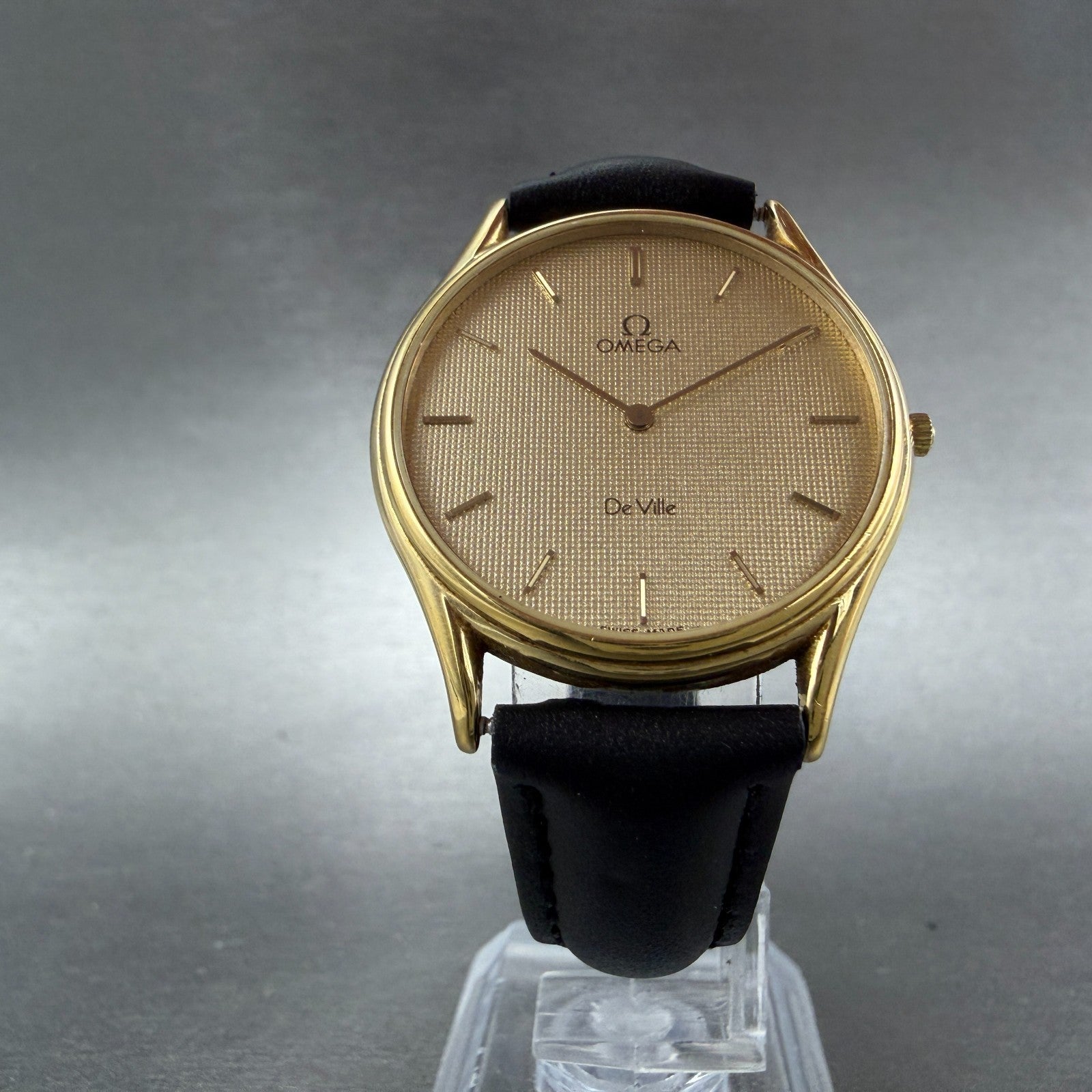Omega De Ville Watch Men 32mm Gold Dial Gold Plated Round 191.0198 New Battery5