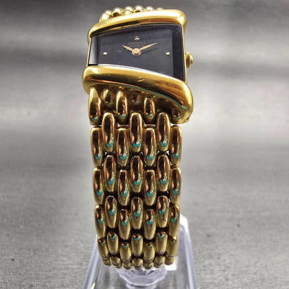 Seiko Watch Women 19mm Black Dial Gold Tone Asymmetrical 4N00-5749 New Battery5