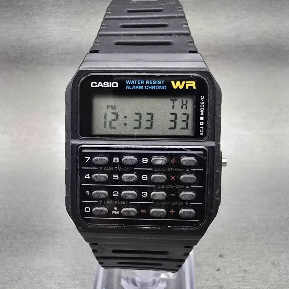 Casio Calculator CA-53W Watch Men 34mm Black Chronograph Alarm New Battery TF0