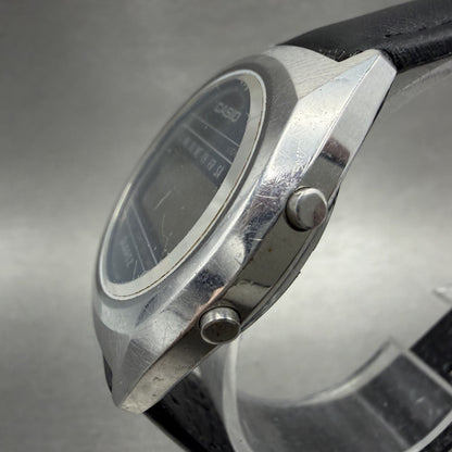 Casio 31QR20 Watch Men 34mm Digital Silver Tone Daydate Round New battery VTG2