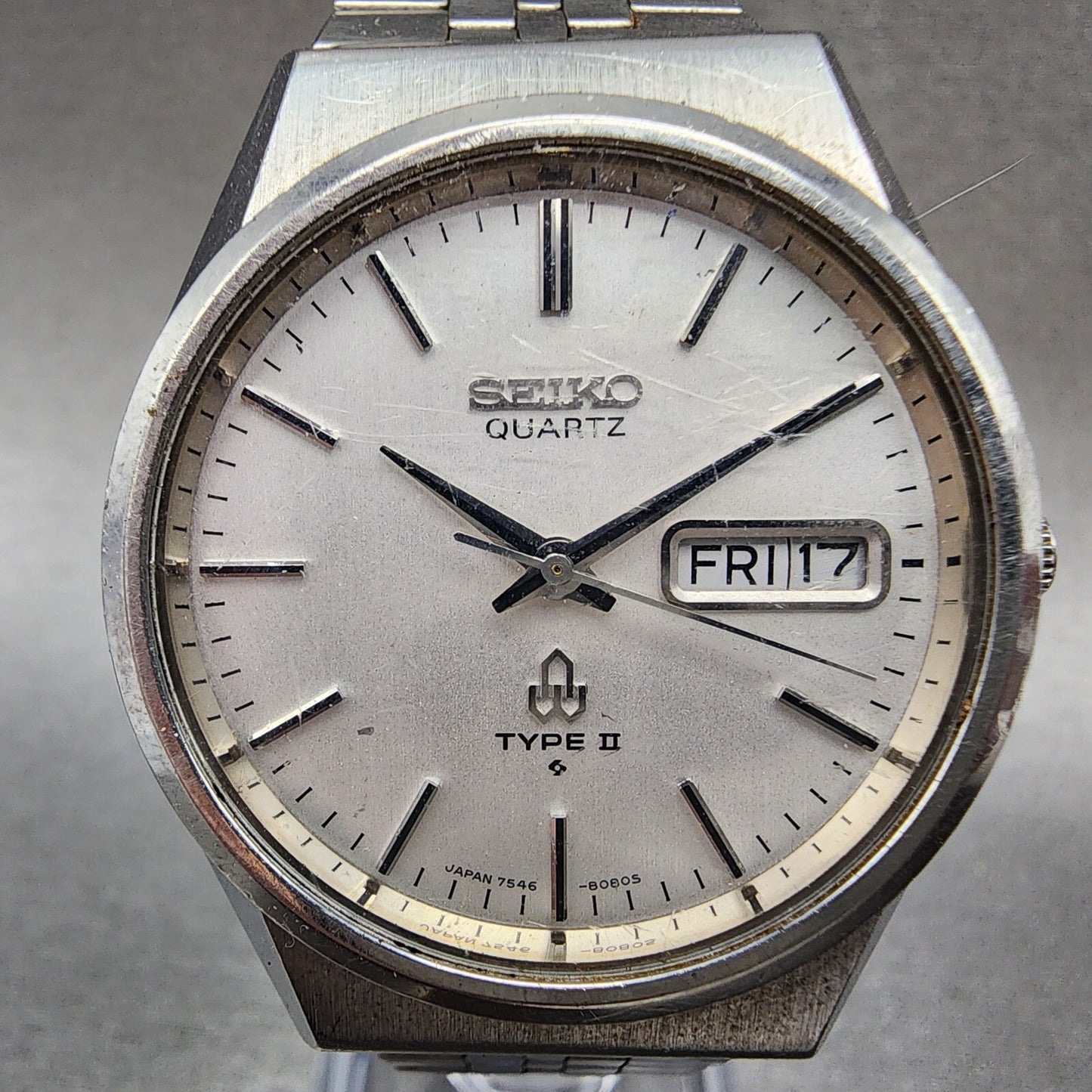 Seiko Type 2 Watch Men 35mm Silver Dial Steel Daydate Round 75468070 PARTS2