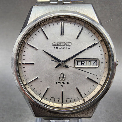 Seiko Type 2 Watch Men 35mm Silver Dial Steel Daydate Round 75468070 PARTS2
