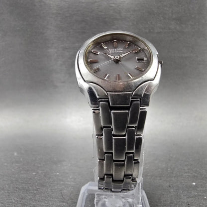 Citizen Eco-Drive Watch Women 25mm Gray Dial Silver Tone Date E011-S049601 RunsK8