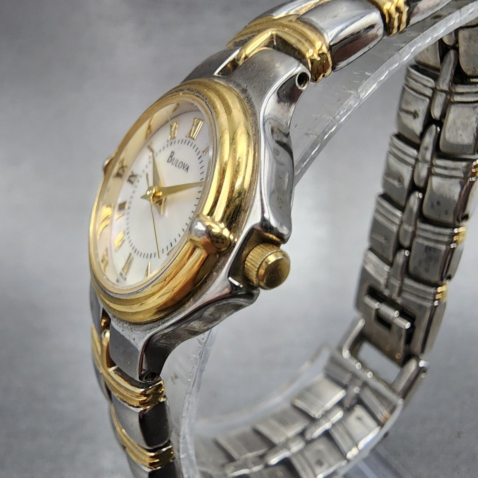 Bulova Watch Women 24mm MOP Dial Two Tone Round 98L56 New Battery2