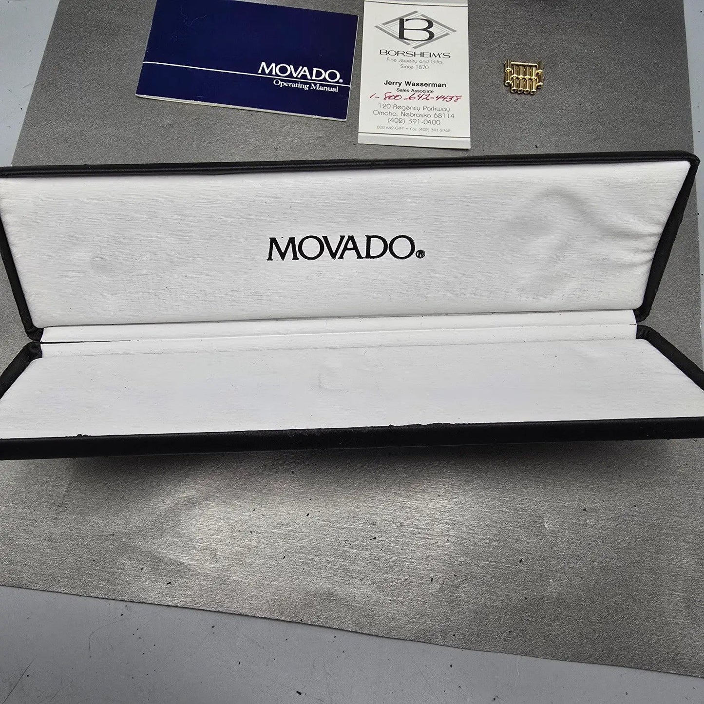 Movado Triple Calendar Moon Phase Watch Men 32mm White Dial Gold Tone NewBattery15