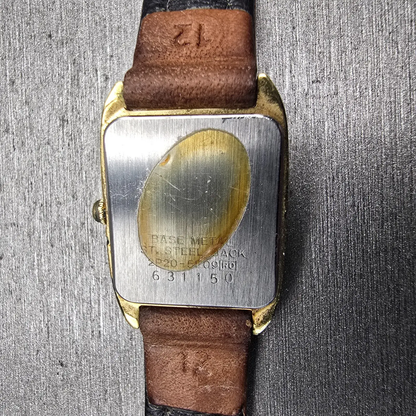 Seiko Tank Watch Women 19mm Gray Dial Gold Tone Rectangle 2P20-5E09 New Battery10