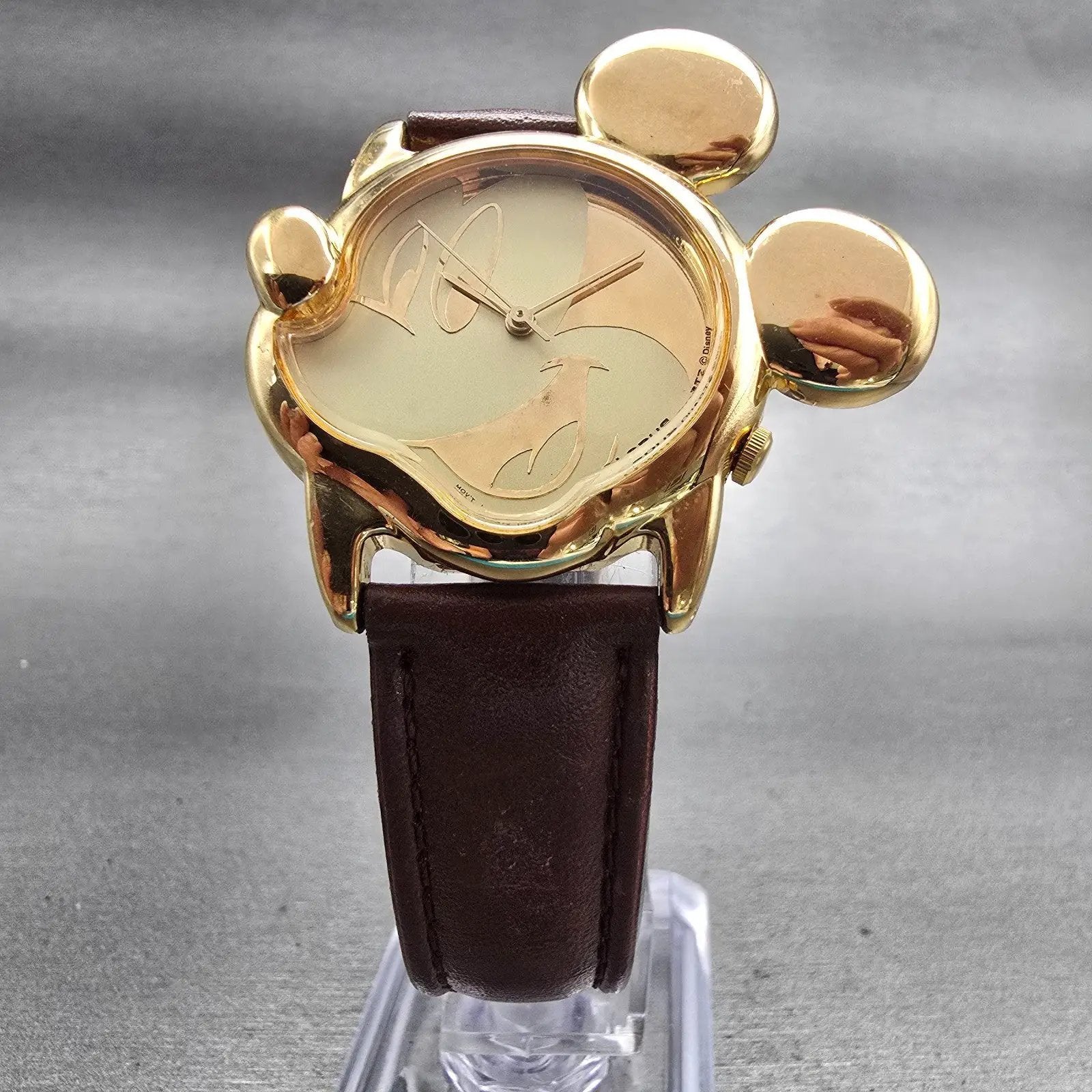 Lorus Mickey Mouse Watch Men 42mm Gold Dial Asymmetrical V401-5700 New Battery5