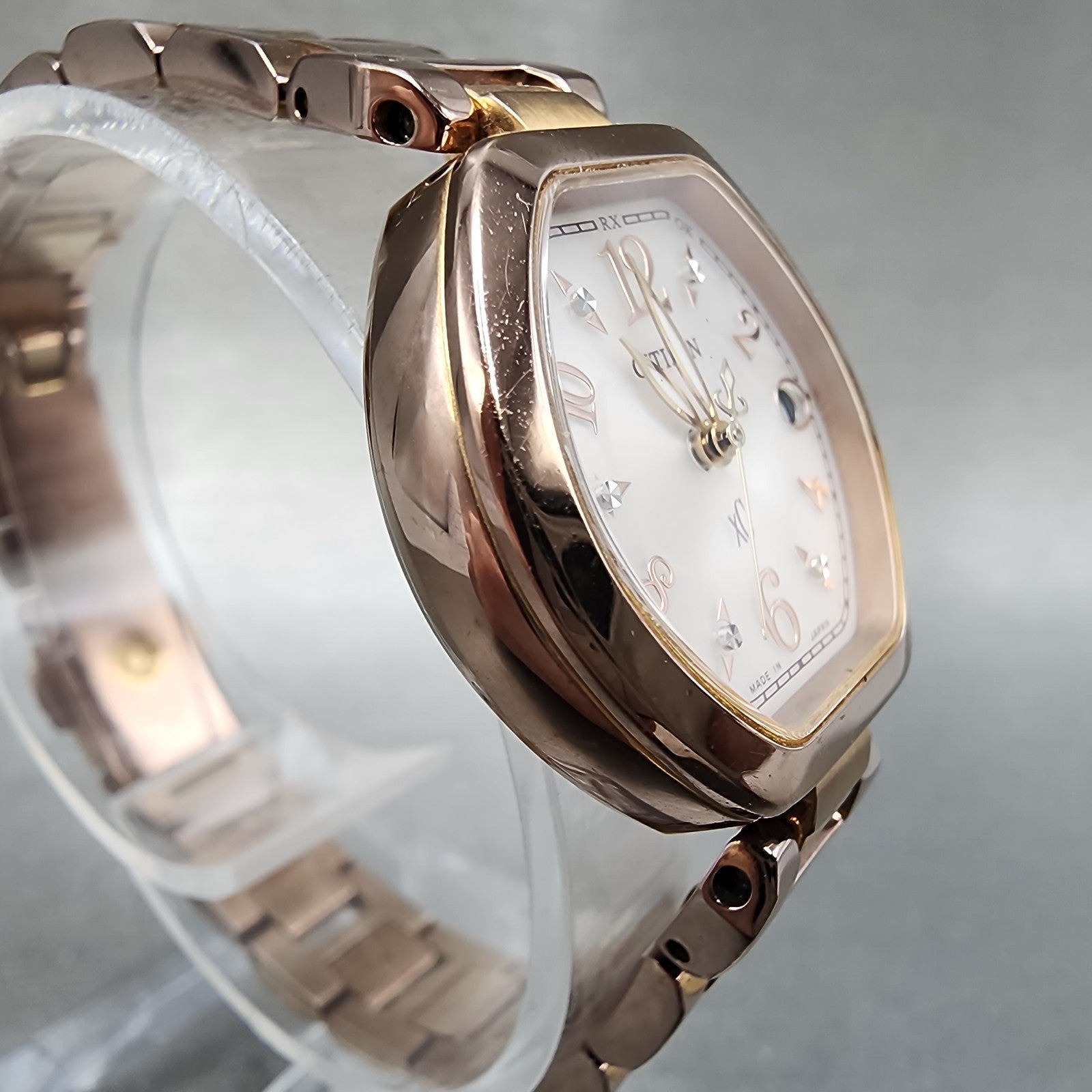 Citizen EcoDrive XC Watch Women 24mm White Dial Rose Gold Date H058 Runs3