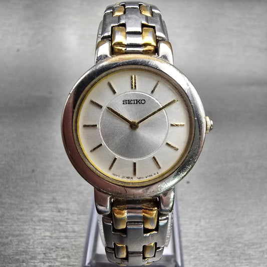 Seiko Watch Women 24mm Silver Dial Silver Tone Round 1N00-1E19 New Battery VTG0