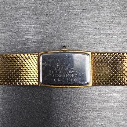 Seiko Lassale Watch Women 15mm Gold Dial Gold Tone Rectangle 5420-5109 New Batt10