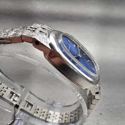 Seiko Watch Women 16mm Blue Dial Silver Tone Manual Wind 11-8309 Works VTG3