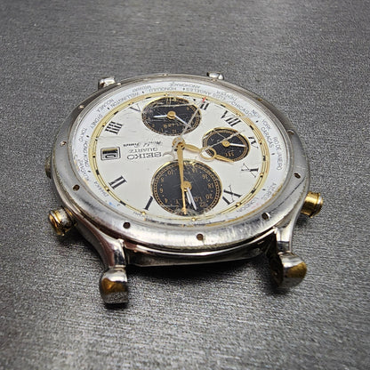 Seiko Age Of Discovery World Time Watch Men 39mm White Dial Steel 5t52-7a10 PART