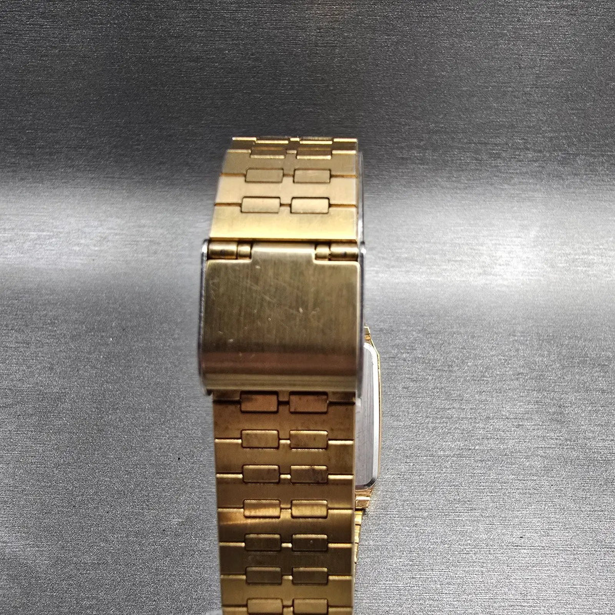 Seiko Watch Men 27mm Gold Dial Gold Tone Rectangle 5Y30-5009 New Battery7
