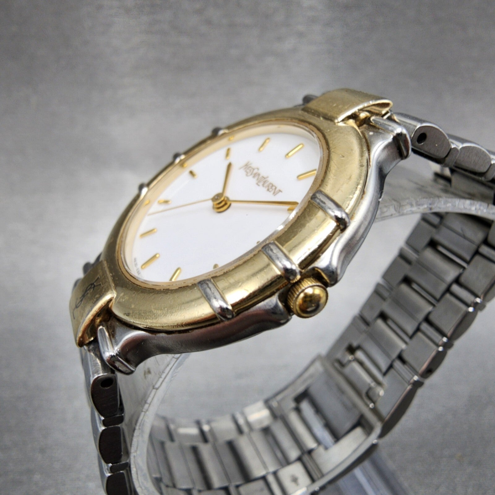 Yves Saint Laurent Watch Women 29mm White Dial Two Tone 4630E63450 New Battery2