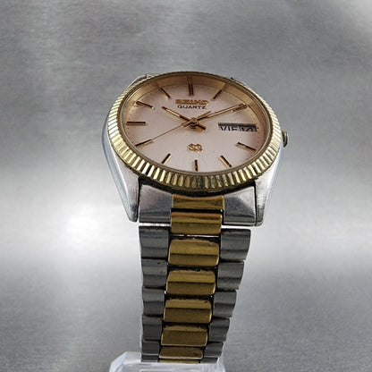 VTG Seiko SQ President Watch Women 33mm White Dial Two Tone Daydate Round NewBat5