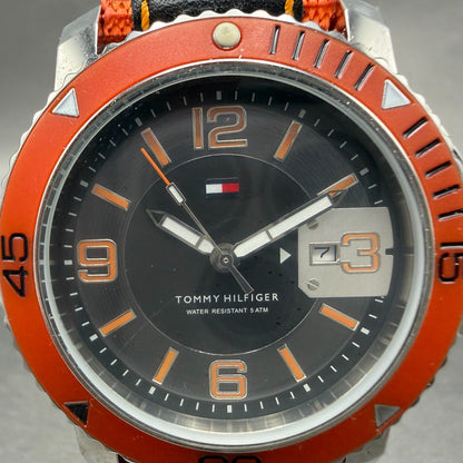Tommy Hilfiger Dive Watch Men 43mm Black Dial Steel Date Round New Battery1
