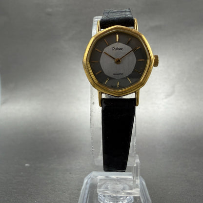 Seiko Pulsar Watch Women 21mm Gray Dial Gold Tone Octagon Y480-7160 New Battery5
