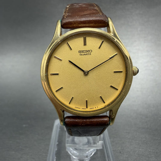 Seiko Watch Women 28mm Gold Dial Gold Tone Round 4N00-0720 New Battery Vintage0
