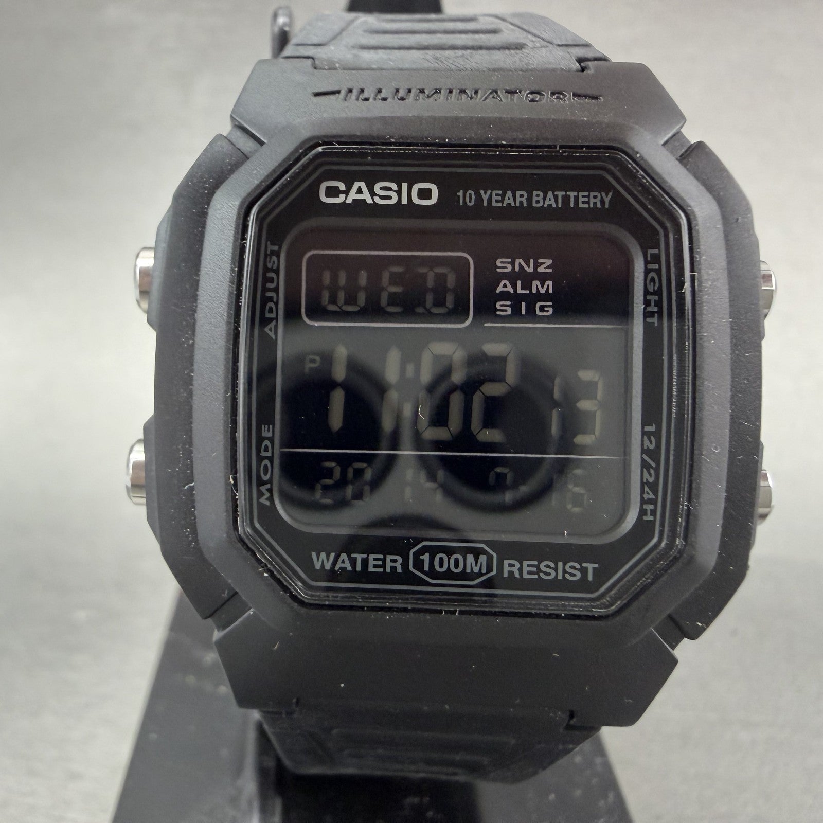 Casio W-800H Watch Men 38mm Digital Black Tone Alarm Chrono Octagon New Battery1
