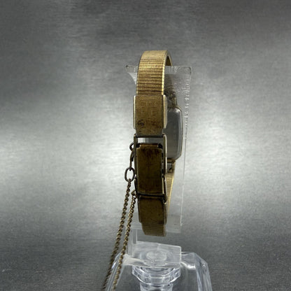 Seiko Tank Watch Women 14mm Champagne Dial Gold Tone 1320-5770 New Battery KUH97