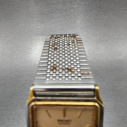 Seiko Dolce Tank Watch Men 25mm Champagne Dial Two Tone 9520-5130 New Batt READ!