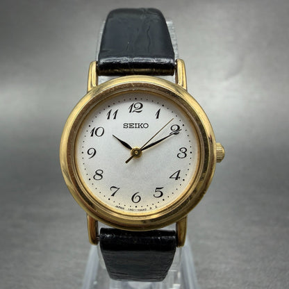 Seiko Watch Women 24mm Silver Dial Gold Tone Round 1N01-HZA0 New Battery0