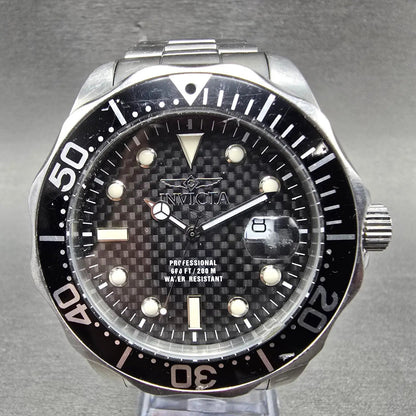 Invicta Pro Diver Watch Men 47mm Black Dial Silver Tone Date 12562 New Battery0