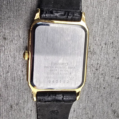 Seiko Spirit Tank Watch Women 20mm Gold Dial Gold Rectangle 1F21-5B40 New Batt10