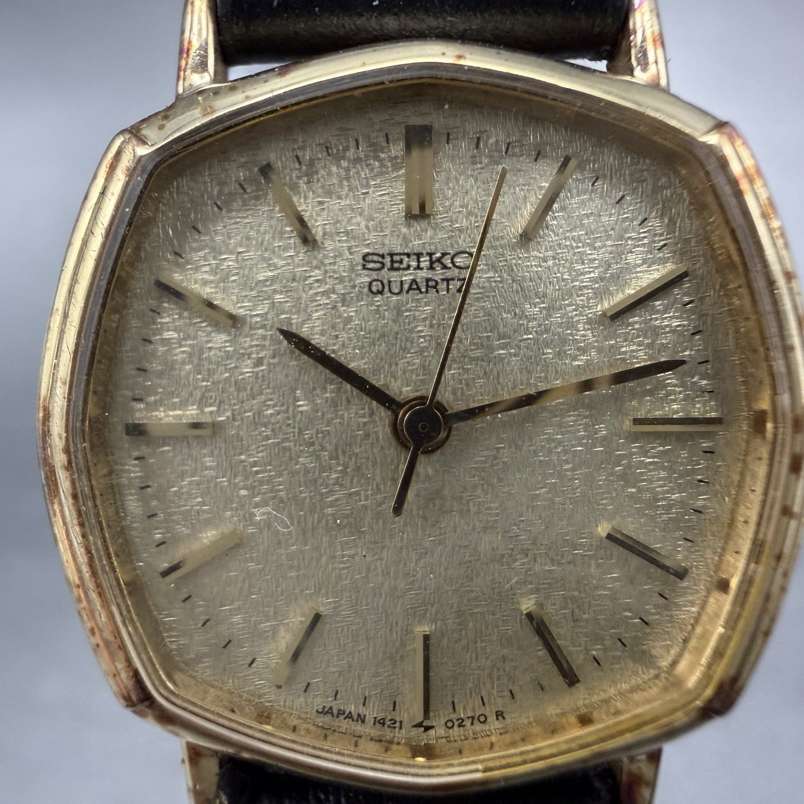 Seiko Watch Women 22mm Champagne Dial Gold Tone Octagon 1421-5140 New Battery1