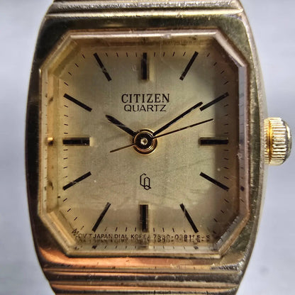 Citizen CQ Watch Women 25mm Champagne Dial Gold Tone 4-0403255 New Battery VTG1