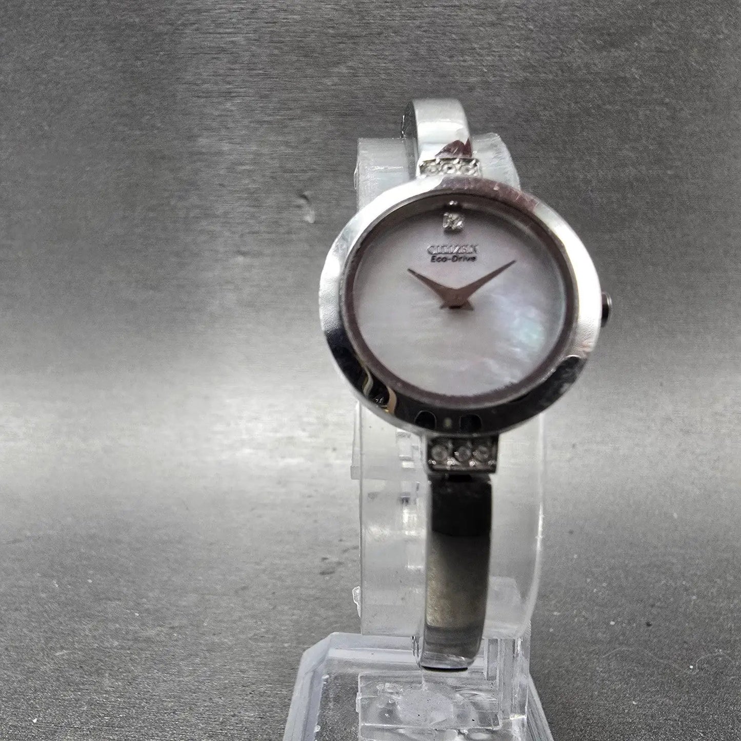 Citizen Eco-Drive Watch Women 21mm MOP Dial Silver Tone Round B023-S067090 Runs5