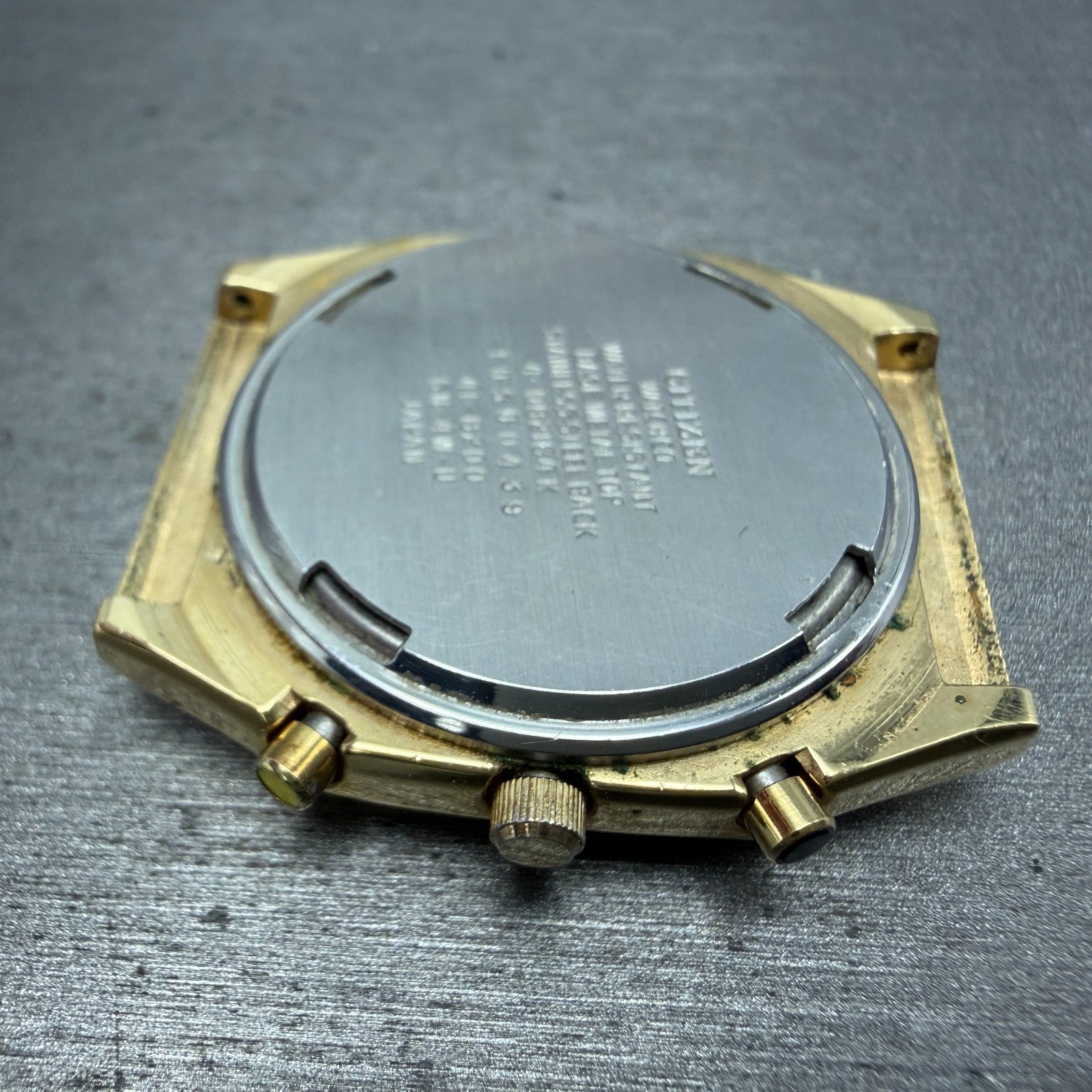Citizen Analog Digital Watch Men 33mm Champagne Dial Gold Tone 4-082184 PARTS9