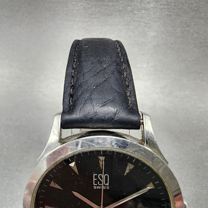 ESQ Swiss Watch Men 36mm Black Dial Steel Date Round Leather Band E5203 PARTS5
