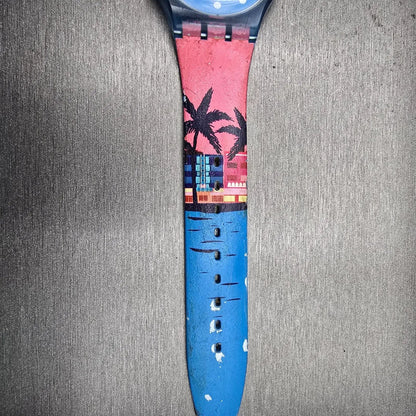 Swatch MIAMI VIBES Watch Women  Blue Dial Blue Case Round SUOZ230 New Battery11