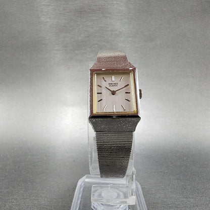 Seiko Watch Women 16mm Silver Dial Silver Tone Rectangle 2C20-5299 New Battery