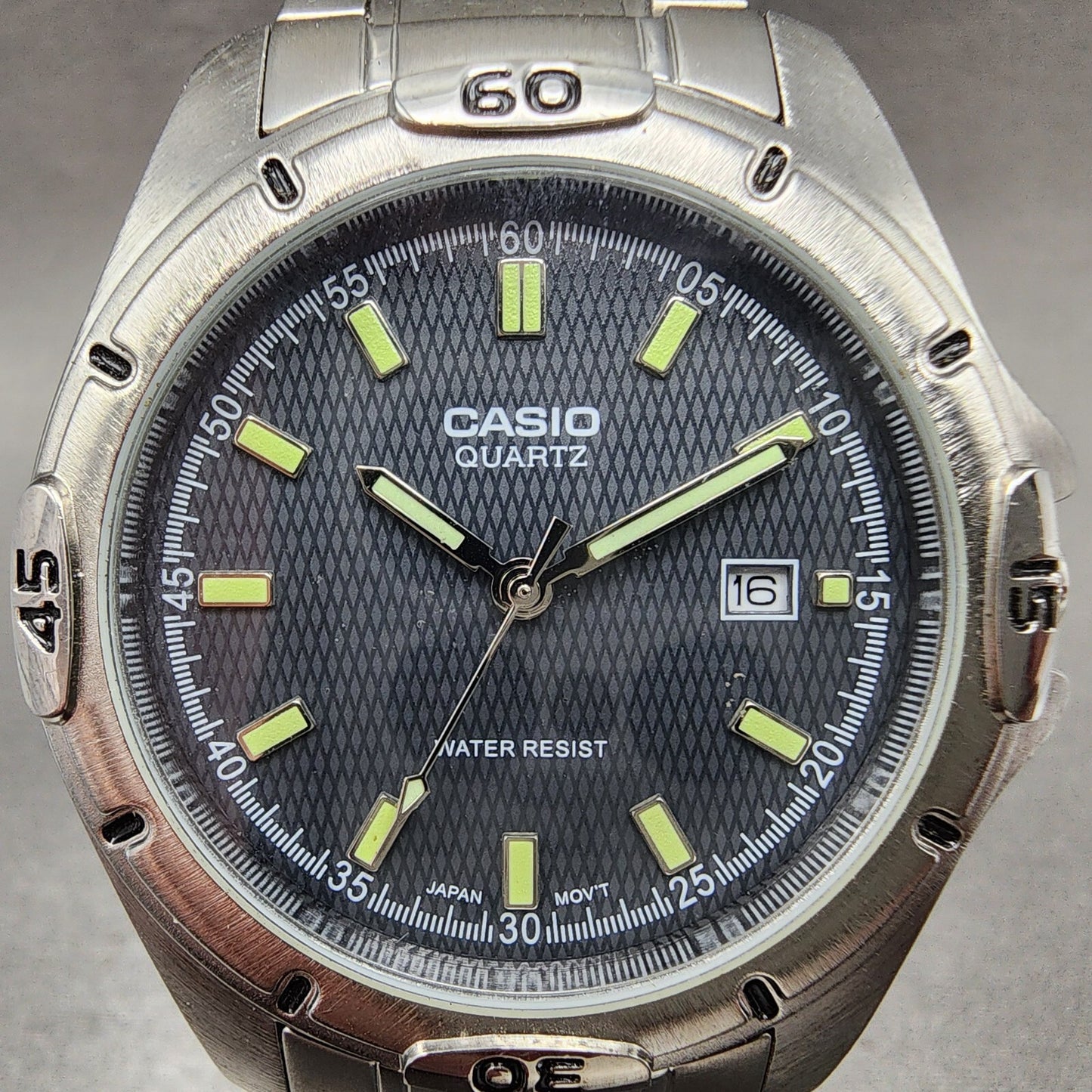 Casio MTP1244 Dive Watch Men 41mm Black Dial Silver Tone Date Round New Battery1