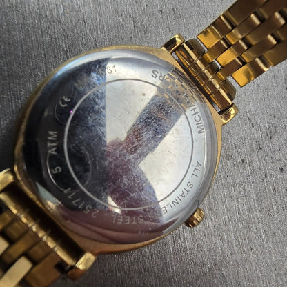 Michael Kors Cinthia Watch Women 33mm Gold Dial Gold Tone Gemmed MK3681 New Batt10
