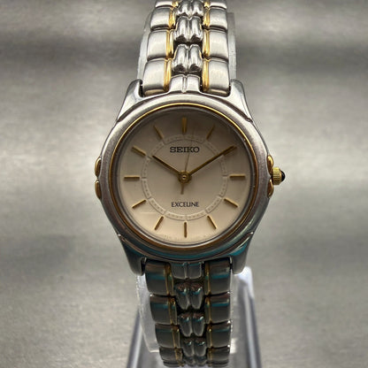 Seiko Exceline Watch Women 24mm Champagne Dial Two Tone Round 2J31-001A New Batt0